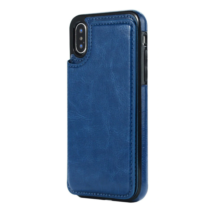 Stuff Certified® Retro iPhone 7 Plus Leren Flip Case Portefeuille - Wallet Cover Cas Hoesje Blauw