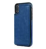 Stuff Certified® Cartera con tapa de cuero retro para iPhone XR - Funda tipo cartera Cas Case Azul
