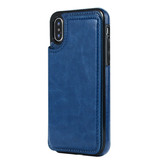 Stuff Certified® Retro iPhone XS Max Leather Flip Case Wallet - Wallet Cover Cas Case Blue