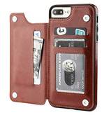 Stuff Certified® Retro iPhone 5 Leren Flip Case Portefeuille - Wallet Cover Cas Hoesje Bruin