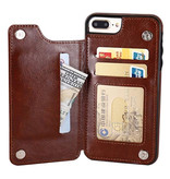 Stuff Certified® Étui à Rabat en Cuir Rétro pour iPhone 5S / SE - Étui Wallet Cover Cas Marron