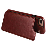Stuff Certified® Portafoglio con custodia in pelle retro per iPhone 8 Plus - custodia a portafoglio marrone