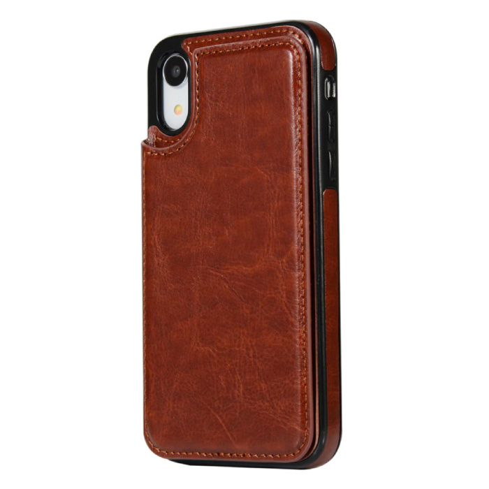Stuff Certified® Retro iPhone XS Max Leather Flip Case Wallet - Wallet Cover Cas Case Brown