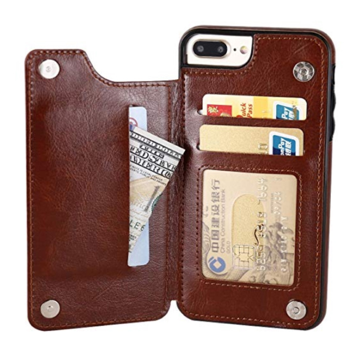 Stuff Certified® Retro iPhone XS Max Leather Flip Case Wallet - Wallet Cover Cas Case Brown