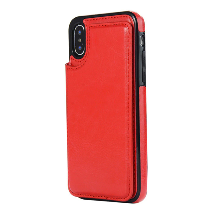 Stuff Certified® Portafoglio con custodia in pelle retro per iPhone 5S / SE - custodia a portafoglio con custodia rossa