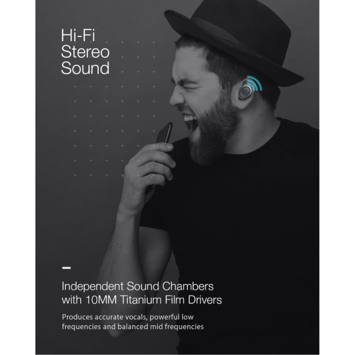 Blitzwolf BW-FYE4 Drahtlose Ohrhörer - TWS Ohrhörer True Touch Control Ohrhörer Ohrhörer Bluetooth 5.0 Drahtlose Knospen Ohrhörer Ohrhörer Schwarz