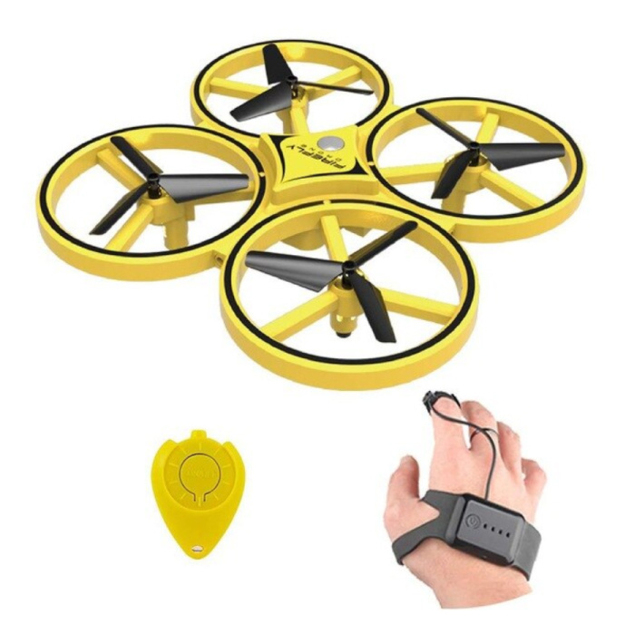 Drone ZF04 con controllo manuale - Mini giocattolo RC Pocket Quadcopter Giallo