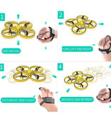 Stuff Certified® ZF04 Drone met Handbediening - Mini RC Pocket Quadcopter Speelgoed Geel