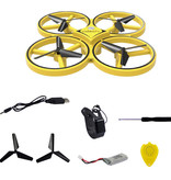 Stuff Certified® Drone ZF04 avec commande manuelle - Mini RC Pocket Quadcopter Toy Jaune