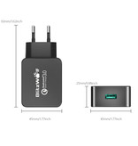 Blitzwolf Cargador de enchufe USB de carga rápida de 18 W - Cargador de pared de carga rápida 3.0 Cargador de pared Adaptador de cargador de CA para el hogar Negro