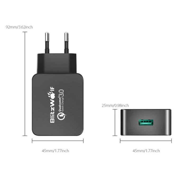 Cargador USB Carga Rapida 18W con Quick Charge 3.0, Enchufe USB