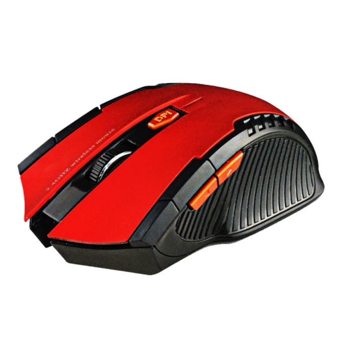 Wireless Gaming Mouse Optical - Ambidextrous and Ergonomic with DPI Adjustment - 1600 DPI - 6 Buttons - Red