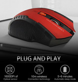 Stuff Certified® Bezprzewodowa mysz optyczna do gier - Oburęczna i ergonomiczna z regulacją DPI - 1600 DPI - 6 przycisków - Czerwona