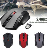 Stuff Certified® Drahtlose Gaming-Maus Optisch - beidhändig und ergonomisch mit DPI-Einstellung - 1600 DPI - 6 Tasten - Rot