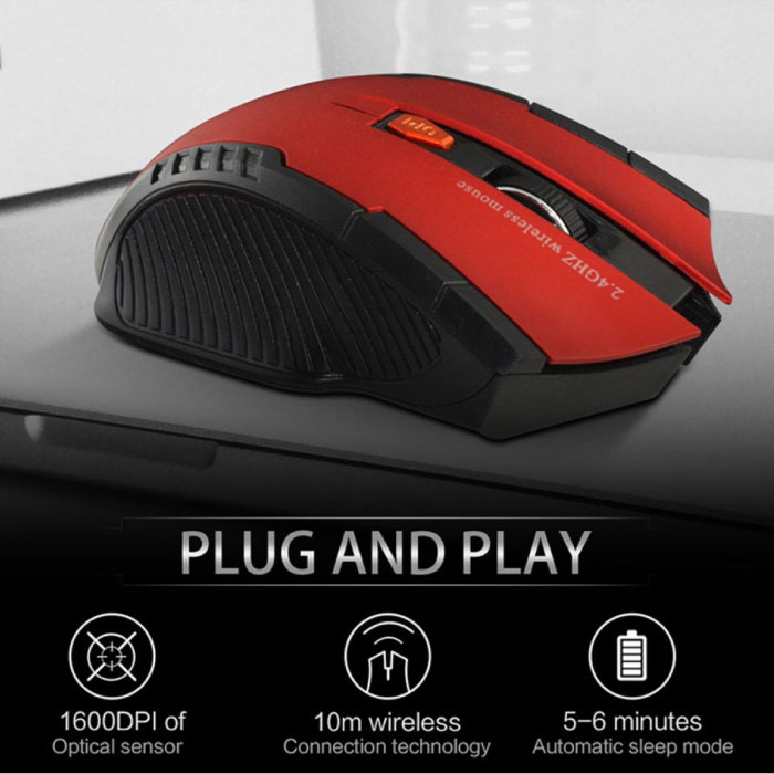 Stuff Certified® Souris de jeu sans fil optique - Ambidextre et ergonomique avec réglage DPI - 1600 DPI - 6 boutons - Or
