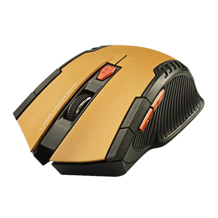 Mouse da gioco wireless ottico - Ambidestro ed ergonomico con regolazione DPI - 1600 DPI - 6 pulsanti - Oro