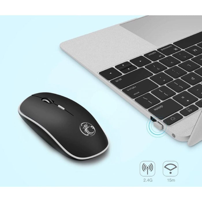 Stuff Certified® Bezprzewodowa mysz G-1600 bezszumowa - optyczna - oburęczna i ergonomiczna - szara