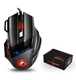 iMice Mouse da gioco ottico X7 cablato - Destro ed ergonomico con regolazione DPI - 5500 DPI - 7 pulsanti - Nero