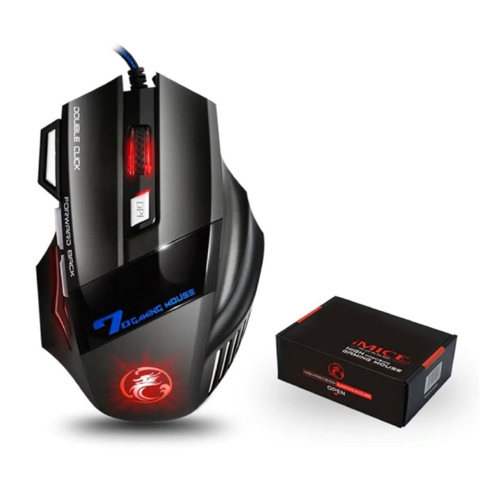 Mouse da gioco ottico X7 cablato - Destro ed ergonomico con regolazione DPI - 5500 DPI - 7 pulsanti - Nero