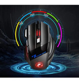 iMice Mouse da gioco ottico X7 cablato - Destro ed ergonomico con regolazione DPI - 5500 DPI - 7 pulsanti - Nero