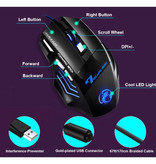 iMice Mouse da gioco ottico X7 cablato - Destro ed ergonomico con regolazione DPI - 5500 DPI - 7 pulsanti - Nero