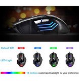 iMice X7 Optical Gaming Mouse Wired - Right-handed and Ergonomic with DPI Adjustment - 5500 DPI - 7 Buttons - Black