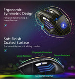 iMice Przewodowa optyczna mysz do gier X7 - praworęczna i ergonomiczna z regulacją DPI - 5500 DPI - 7 przycisków - czarna