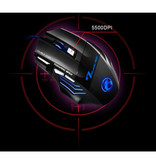 iMice Ratón óptico para juegos X7 con cable - Para diestros y ergonómico con ajuste de DPI - 5500 DPI - 7 botones - Negro