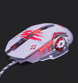 Zuoya MMR4 Optical Gaming Mouse Wired - Right-handed and Ergonomic with DPI Adjustment - 3200 DPI - 6 Buttons - White