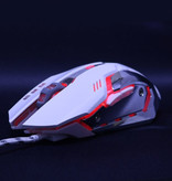 Zuoya MMR4 Optical Gaming Mouse verkabelt - Rechtshänder und ergonomisch mit DPI-Einstellung - 3200 DPI - 6 Tasten - Weiß