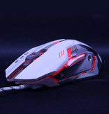 Zuoya Mouse da gioco ottico MMR4 cablato - Destro ed ergonomico con regolazione DPI - 3200 DPI - 6 pulsanti - Bianco