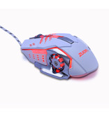 Zuoya Mouse da gioco ottico MMR4 cablato - Destro ed ergonomico con regolazione DPI - 3200 DPI - 6 pulsanti - Bianco