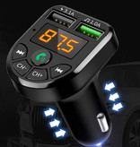 JINSERTA Chargeur de voiture double USB avec émetteur Bluetooth - Kit de radio FM pour chargeur mains libres avec fente pour carte SD Noir
