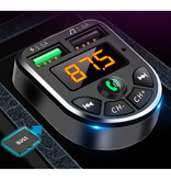 JINSERTA Dual USB Autolader met Bluetooth Transmitter - Handsfree Oplader FM Radio Kit Met SD-Kaart Slot Zwart