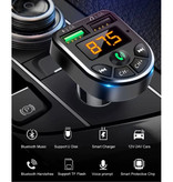 JINSERTA Duales USB-Autoladegerät mit Bluetooth-Sender - Freisprech-Ladegerät FM-Radio-Kit mit SD-Kartensteckplatz Schwarz