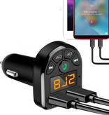 JINSERTA Dual USB Car Charger with Bluetooth Transmitter - Handsfree Charger FM Radio Kit With SD Card Slot Black