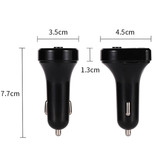 JINSERTA Dual USB Car Charger with Bluetooth Transmitter - Handsfree Charger FM Radio Kit With SD Card Slot Black