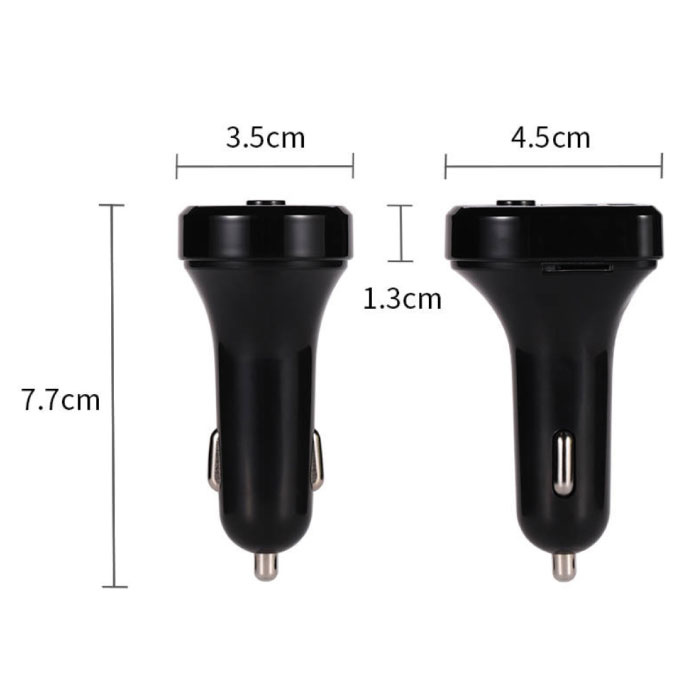 JINSERTA Cargador de coche USB dual con transmisor Bluetooth - Cargador de manos libres Kit de radio FM con ranura para tarjeta SD Negro