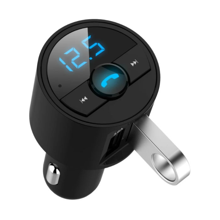 Cargador de coche USB dual 3.6A con transmisor Bluetooth - Cargador de manos libres Kit de radio FM con ranura para tarjeta SD Negro