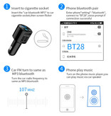 Korseed 3.6A Dual-USB-Autoladegerät mit Bluetooth-Sender - Freisprech-Ladegerät FM-Radio-Kit mit SD-Kartensteckplatz Schwarz