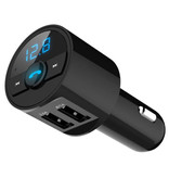 Korseed Chargeur de voiture double USB 3,6 A avec émetteur Bluetooth - Kit de radio FM mains libres avec fente pour carte SD Noir