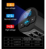 Korseed 3.6A Dual USB Autolader met Bluetooth Transmitter - Handsfree Oplader FM Radio Kit Met SD-Kaart Slot Zwart