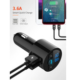 Korseed Cargador de coche USB dual 3.6A con transmisor Bluetooth - Cargador de manos libres Kit de radio FM con ranura para tarjeta SD Negro
