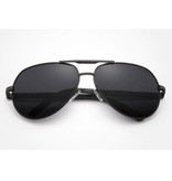 Kingseven Goldstar Sonnenbrille - Pilotbrille mit UV400 und Polarisationsfilter für Männer und Frauen - Schwarz