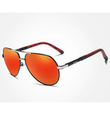 Kingseven Goldstar Sonnenbrille - Pilotbrille mit UV400 und Polarisationsfilter für Männer und Frauen - Silberrot