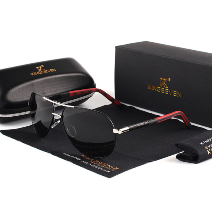 Gafas de sol Goldstar - Gafas de piloto con UV400 y filtro de polarización para hombres y mujeres - Plata-Negro