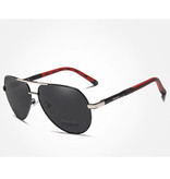 Kingseven Goldstar Sonnenbrille - Pilotbrille mit UV400 und Polarisationsfilter für Männer und Frauen - Silber-Schwarz