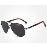 Kingseven Goldstar Sunglasses - Pilot Glasses with UV400 and Polarization Filter for Men and Women - Silver-Black