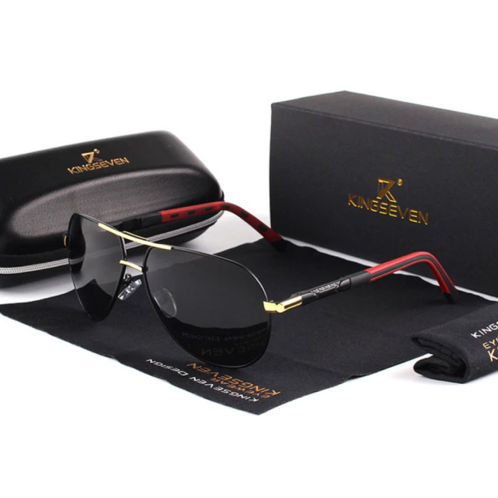 Occhiali da sole Goldstar - Occhiali da pilota con UV400 e filtro di polarizzazione per uomo e donna - Oro-nero