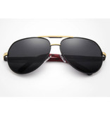 Kingseven Gafas de sol Goldstar - Gafas de piloto con UV400 y filtro de polarización para hombres y mujeres - Dorado-Negro